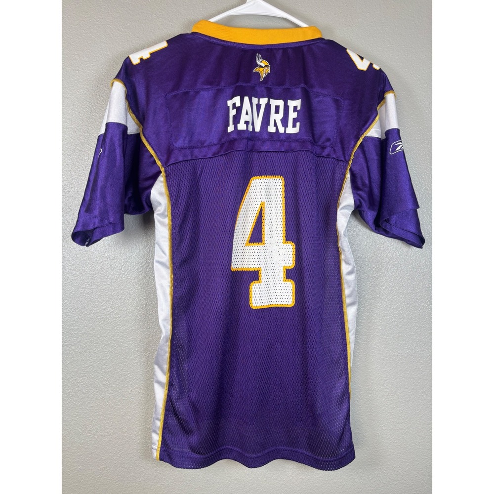 Reebok NFL Minnesota Vikings Favre #4 Purple Jersey Kids Large 14-16 On Field - Picture 5 of 9